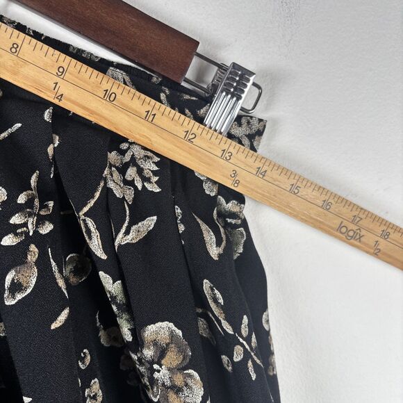 VTG Briggs New York Floral Midi Skirt Y2K Elastic Waist Black Cottagecore sz 14 - Picture 8 of 14